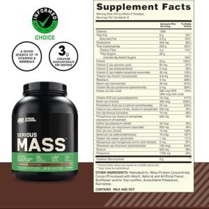 Optimum Nutrition Serious Mass Protein Powder with Creatine, Glutamine,