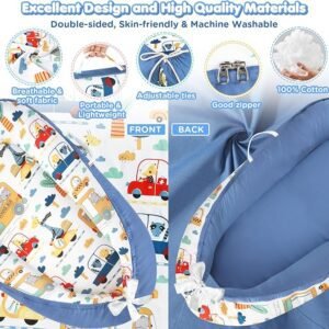 URMYWO Baby Lounger Nest Cover for Newborn (Blue-car)