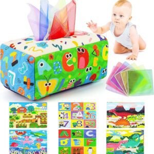 URMYWO Baby Toys 6 to12 Months, Baby Tissue Box Toy, Sensory Toys for Babies, Toys for 1 Year Old Boy Girl