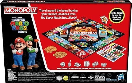 Monopoly The Super Mario Bros. Movie Edition Kids Board Game | Family Games for Super Mario Fans | Includes Bowser Token | Ages 8+ | 2-6 Players