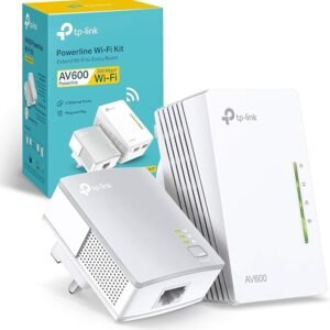 TP-Link AV600 Fast Port Powerline Adapter Wi-Fi Kit, Wi-Fi Booster/Hotspot/ Extender, Wi-Fi Speed up to 300Mbps, 2+1 Ports 10/100 Mbps | N300 Mbps+AV600 Mbps plug and play, (TL-WPA4220 KIT) White