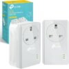 TP-Link TL-PA4010PKIT Passthrough Powerline Adapter Starter Kit, No Configuration Required, UK Plug, Pack of 2