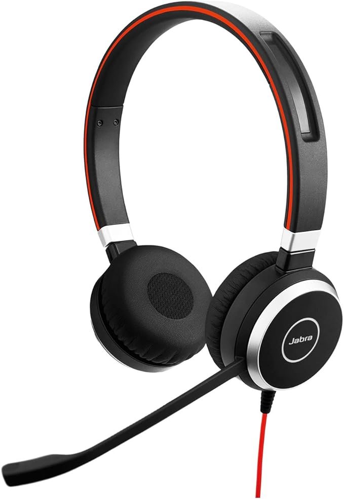 Jabra Evolve 40 UC Stereo Headset – Unified Communications Headphones for VoIP Softphone with Passive Noise Cancellation – USB-Cable with Controller – Black