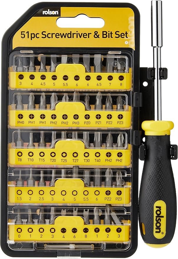 Rolson 28429 51 Pc Screwdriver & Bit Set