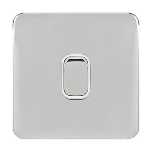 Schneider Electric Lisse Screwless Deco - Single 2 Way Light Switch, 10AX, GGBL1012WPC, Polished Chrome with White Insert