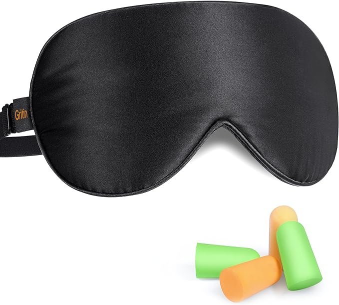 Gritin Silk Sleep Mask, Eye Mask, Light-Blackout Design Ultra Soft & Comfortable