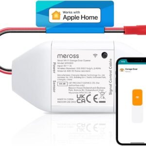 Meross Smart Garage Door Opener, Voice/Remote Control, Compatible with Apple HomeKit Amazon Alexa Google Home SmartThings, Auto Close, with Timer, Add-On to Existing Garage Opener, 2.4GHz WiFi Only