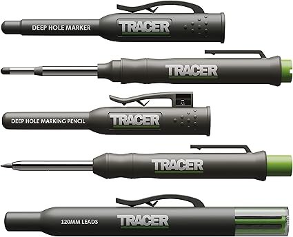 TRACER Deep Hole Construction Pencil with 6X Replacement Lead Pack and accompanying Site Holsters All-in-one Marking Kit