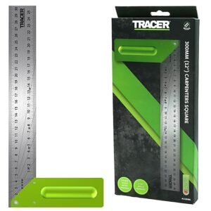 TRACER Carpenters Square 300mm (12 Inch). Carpentry Marking Tool. Try Square with 2 sets of angle lines