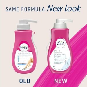 Veet Hair Removal Cream, 400ml, Veet Pure Sensitive Skin Hair Removal Cream, Depilatory Cream, Hair Removal Cream For Women