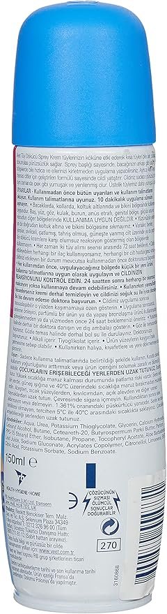 Veet Spray On Hair Removal Cream Legs & Body Normal 150ml