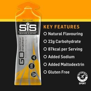 Science In Sport GO Isotonic Energy Gels, Running Gels with 22g Carbohydrates, Low Sugar, Lemon and Lime Flavour, 60ml Per Serving (15 Pack)