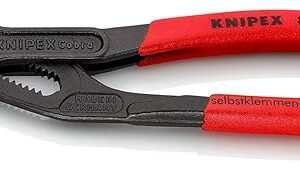 Knipex Cobra® High-Tech Water Pump Pliers grey atramentized, with non-slip plastic coating 180 mm 87 01 180