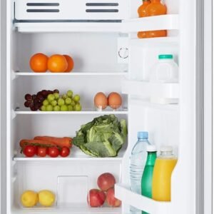 Cookology UCIF93 Undercounter Freestanding Fridge 93 Litre Capacity, Features an Adjustable Temperature Control and Legs, Reversible Door and Chiller Box - in Silver [Energy Class F]