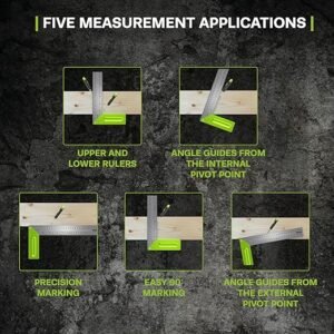 TRACER Carpenters Square 300mm (12 Inch). Carpentry Marking Tool. Try Square with 2 sets of angle lines