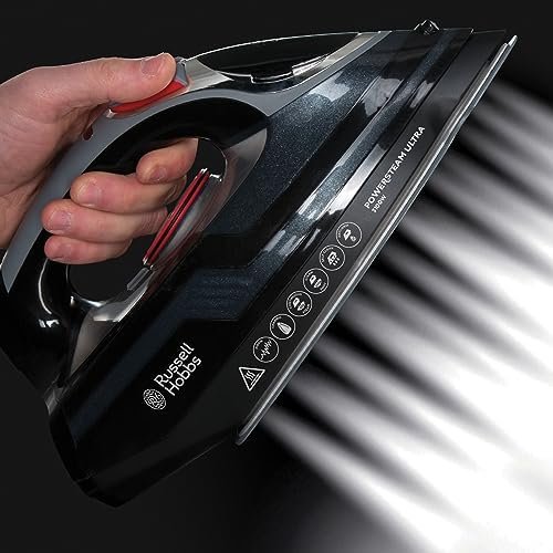 Russell Hobbs Power Steam Ultra Iron, Ceramic Non-stick soleplate, 210g Steam Shot, 70g Continuous steam, 350ml Water Tank, Self-clean, Anti-calc & Anti-drip function, 3m Cord, 3100W, 20630