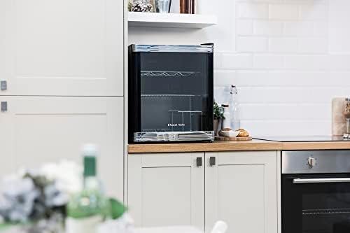 Russell Hobbs Mini Fridge 12 Bottle/46L Freestanding Black Table Top Mini Beer & Wine Fridge, LED Light with Glass Door RHGWC1B