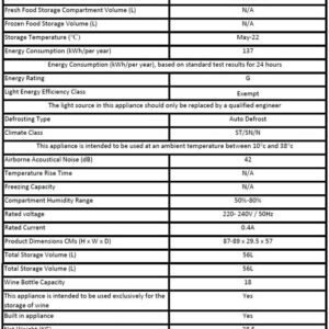 Russell Hobbs Freestanding or Integrated Large, Drinks & Wine Chiller with Glass Door, 18 Bottle Capacity in Black RHBI18WC1 [Energy Class G]