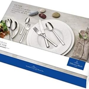 Villeroy & Boch – Victor Cutlery Set 68 Pieces for 12 People, Dishwasher Safe, Rustproof, Knife, Fork, Spoon, Luxury Cutlery Set, Dinner, 18/10 Stainless Steel