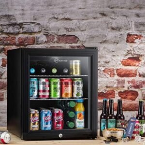 Subcold Super50 LED – Mini Fridge Black | 50L Beer, Wine & Drinks Fridge | LED Light + Lock & Key | Energy Efficient (Black)