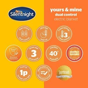 Silentnight Dual Control Electric Blanket Double - Heated Electric Underblanket Bed Warmer Sheet with 3 Heat Settings, Easy Fit Straps, Split Controls and Machine Washable - Double 150x137cm (60"x54")