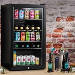 Subcold Super85 LED - Under-Counter Fridge | 85L Beer, Wine & Drinks Fridge | LED Light + Lock and Key | Energy Efficient (Black, 85L)… [Energy Class E]