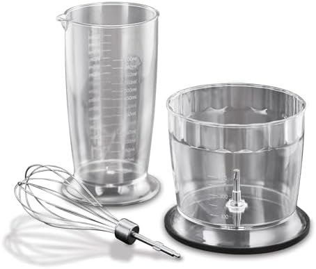 Russell Hobbs Desire 3 in 1 Electric Hand Blender, Fruit & Veg Mini Chopper & Whisk attachment, Stainless steel blending leg, whisk & blades, 500ml capacity chopping bowl & 700ml beaker, 500W, 24702