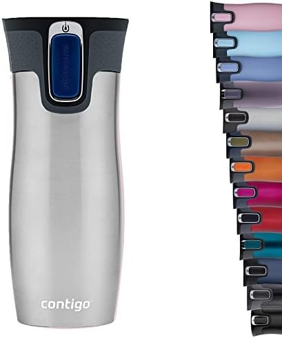 Contigo West Loop Autoseal Travel Mug, Stainless Steel Thermal Mug, Vacuum Flask, Leakproof Tumbler, Coffee Mug with BPA Easy-Clean Lid, 470 ml