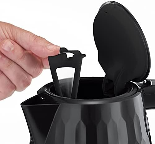 Russell Hobbs Honeycomb Electric 1.7L Cordless Kettle (Fast Boil 3KW, Black premium plastic, matt & high gloss finish, Removable washable anti-scale filter, Push button lid, Perfect pour spout) 26051