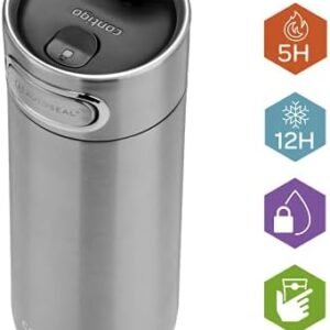 Contigo Luxe Autoseal Travel Mug, Stainless Steel Thermal Mug, Vacuum Flask, Leakproof Tumbler, dishwasher safe, Coffee Mug with BPA Free Easy-Clean Lid