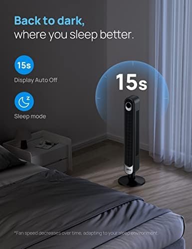 Dreo 42 Inch Tower Fan, 6 Speeds Standing Fan, 7.3m/s Quiet Bladeless Cooling Fan, 90° Oscillating Electric Fan, 4 Modes, 12H Timer, LED Display, Portable Indoor Floor Fan for Bedroom, Home