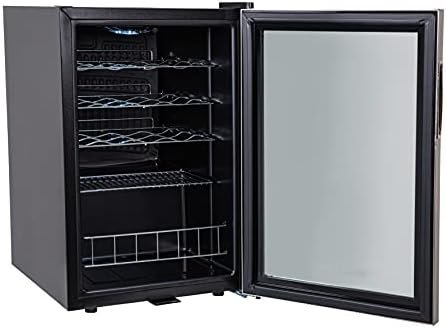 Russell Hobbs Mini Fridge 20 Bottle/62L Lockable Freestanding Stainless Steel Table Top Mini Beer & Wine Fridge, LED Light & Lock and Key with Glass Door RHGWC4SS-LCK