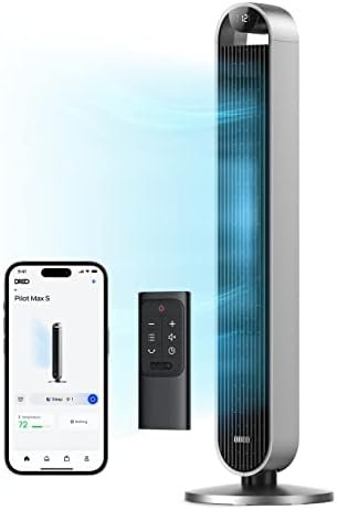 Dreo 42 Inch Pilot Max Smart Tower Fan, 25dB Quiet Cooling Fan for Bedroom, 12 Speeds Standing Fan with Remote, 7.9m/s Velocity Alexa Fan, 120° Oscillating Electric Fan, APP Control, 4 Modes,12H Timer