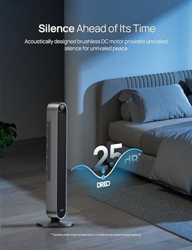 Dreo 42 Inch Pilot Max Smart Tower Fan, 25dB Quiet Cooling Fan for Bedroom, 12 Speeds Standing Fan with Remote, 7.9m/s Velocity Alexa Fan, 120° Oscillating Electric Fan, APP Control, 4 Modes,12H Timer