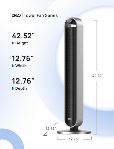 Dreo 42 Inch Pilot Max Smart Tower Fan, 25dB Quiet Cooling Fan for Bedroom, 12 Speeds Standing Fan with Remote, 7.9m/s Velocity Alexa Fan, 120° Oscillating Electric Fan, APP Control, 4 Modes,12H Timer