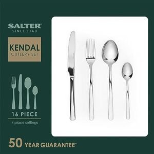 Salter Kendal Cutlery Set - 16 Piece, 18/10 Stainless Steel Dinnerware, 4 Place Settings