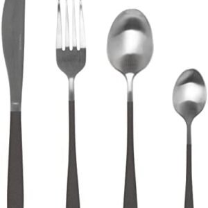 Salter BW09388 16 Piece Cutlery Set - Full Pearlies Black Silver Plated Stainless Steel Flatware