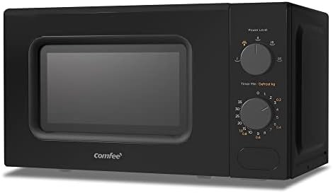 COMFEE' 700W 20L Black Microwave Oven With Compact Design, 5 Cooking Power Levels, Quick Defrost Function, And Kitchen Manual Timer - CM-M202CC(BK)