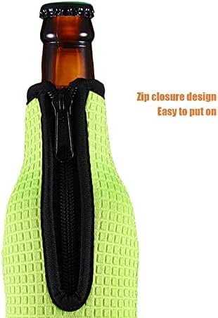 WK ieason Beer Bottle Sleeve Insulators 12oz 330ml Standard Beer Bottle Cooler Covers Zip-up Bottle Jacket 12OZ Beer Bottle Holder Non-Slip Thick Neoprene Sleeves (Orange/Green/Black/Light Blue)