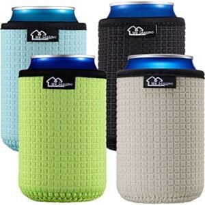 WK IEASON 12oz Standard Can Sleeves Insulators Holder Non-Slip Neoprene Can Cooler for Coco cola, White Claw and More(Green/Light Blue/Grey/Black)