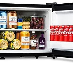 Subcold Aire20 LED Mini Fridge | 20L Small Table Top Model | Quiet Frost Free Fridge for Bedrooms & Hotels | Lockable with Solid door & interior LED light (Black)