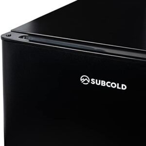 Subcold Aire20 LED Mini Fridge | 20L Small Table Top Model | Quiet Frost Free Fridge for Bedrooms & Hotels | Lockable with Solid door & interior LED light (Black)