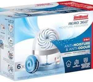 UNIBOND AERO 360° Moisture Absorber Neutral Refill Tab, Ultra-Absorbent and Odour-neutralising, for AERO 360° Dehumidifier, Condensation Absorbers, Pack of 6 (6 x 450g)