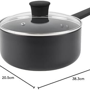Russell Hobbs RH02841EU7 Shield 20 cm Saucepan – Non-Stick Coating 10x Tougher*, Induction Suitable Cooking Pot, Tempered Glass Lid, Pressed Aluminium Casserole, Easy to Clean, Soft-Touch Handle