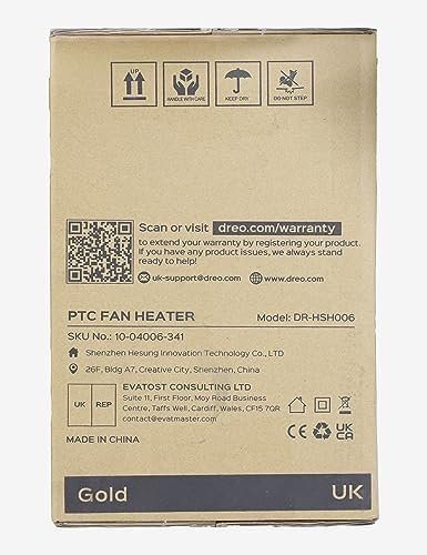 Dreo Electric Heater, 1500W Energy Efficient Space Silent Room Heater, Portable Ceramic Fan Heaters, Thermostat 3 Modes 12H Timer, Overheat & Tip Over Protection, for Bedroom, Atom 316, Gold