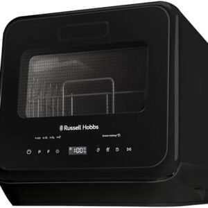 Russell Hobbs Mini Dishwasher Compact Table Top Black 2 Place Setting Dishwasher, LED Touch Control, 4 Programmes, Portable & Efficient, Baby Care, Fruit Wash & Eco Mode, No Plumbing, RH2TTDW101B [Energy Class G]