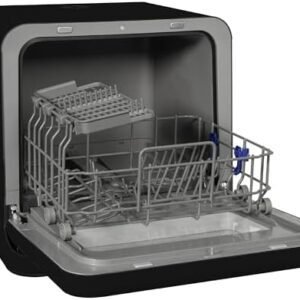 Russell Hobbs Mini Dishwasher Compact Table Top Black 2 Place Setting Dishwasher, LED Touch Control, 4 Programmes, Portable & Efficient, Baby Care, Fruit Wash & Eco Mode, No Plumbing, RH2TTDW101B [Energy Class G]
