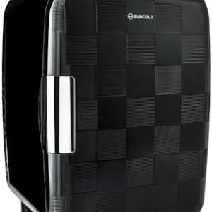 Subcold Pro10 Luxury Mini Fridge Cooler | Compact 10L Portable Small Fridge 12v & 240v | Efficient Quiet Cooling System | Ideal for Bedroom, Office, Beauty & Car | (Chequer Black) [Energy Class E]
