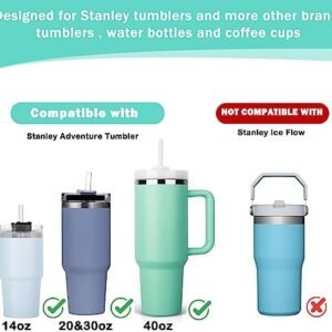 WK ieason Replacement Silicone Straws Reusable Bendy Drinking Starws Compatible with Stanley 20-40oz Tumblers and Other Brands with 2 Colorful Brushes, Color Non Toxic Straws for Toddler and Kids