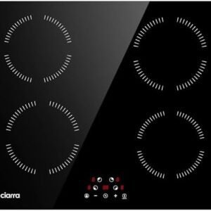 CIARRA CABBIH4-A Built-in Induction Hob 4 Zones Touch Control Ceramic Glass Plate 9 Power Levels Fast Heating Child Safety Lock Black